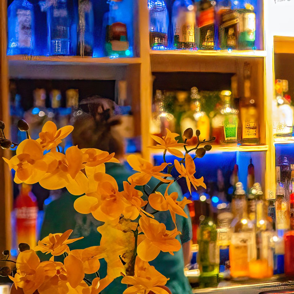 Hoku Events bar area with ambient lighting