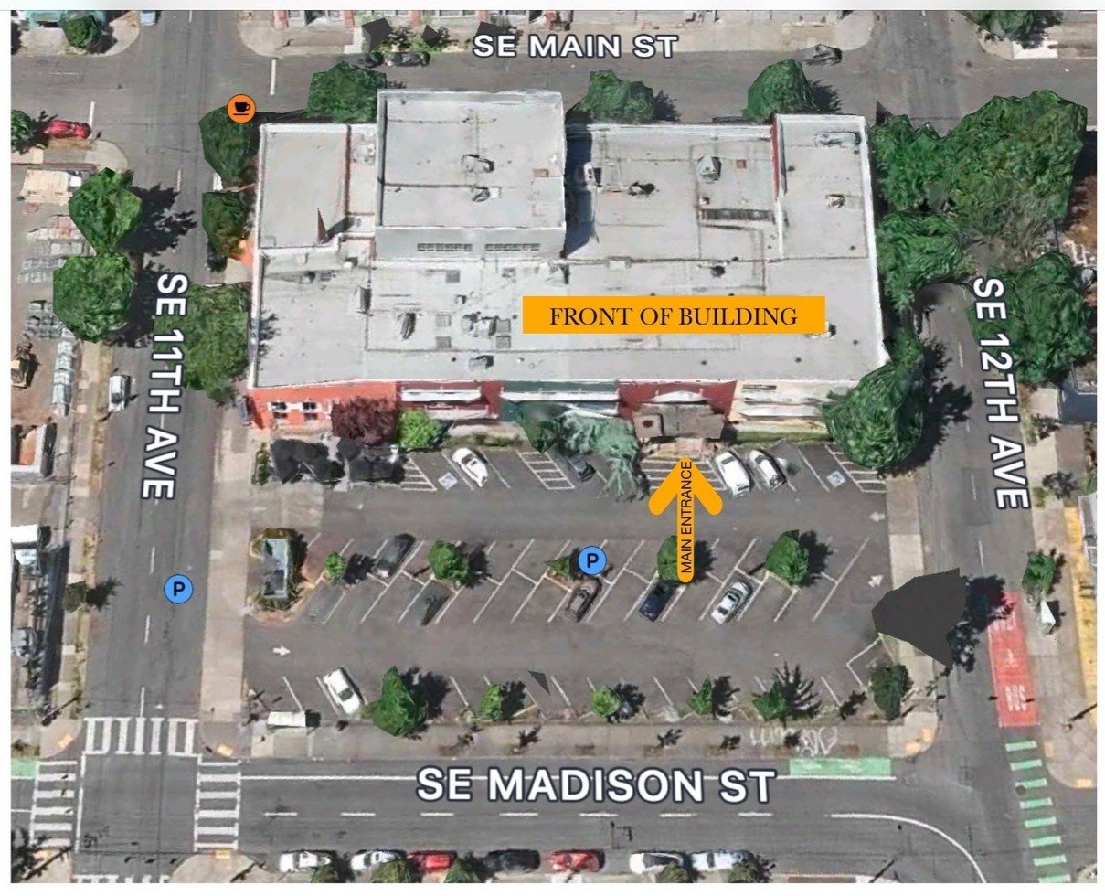 Main entrance map and parking layout