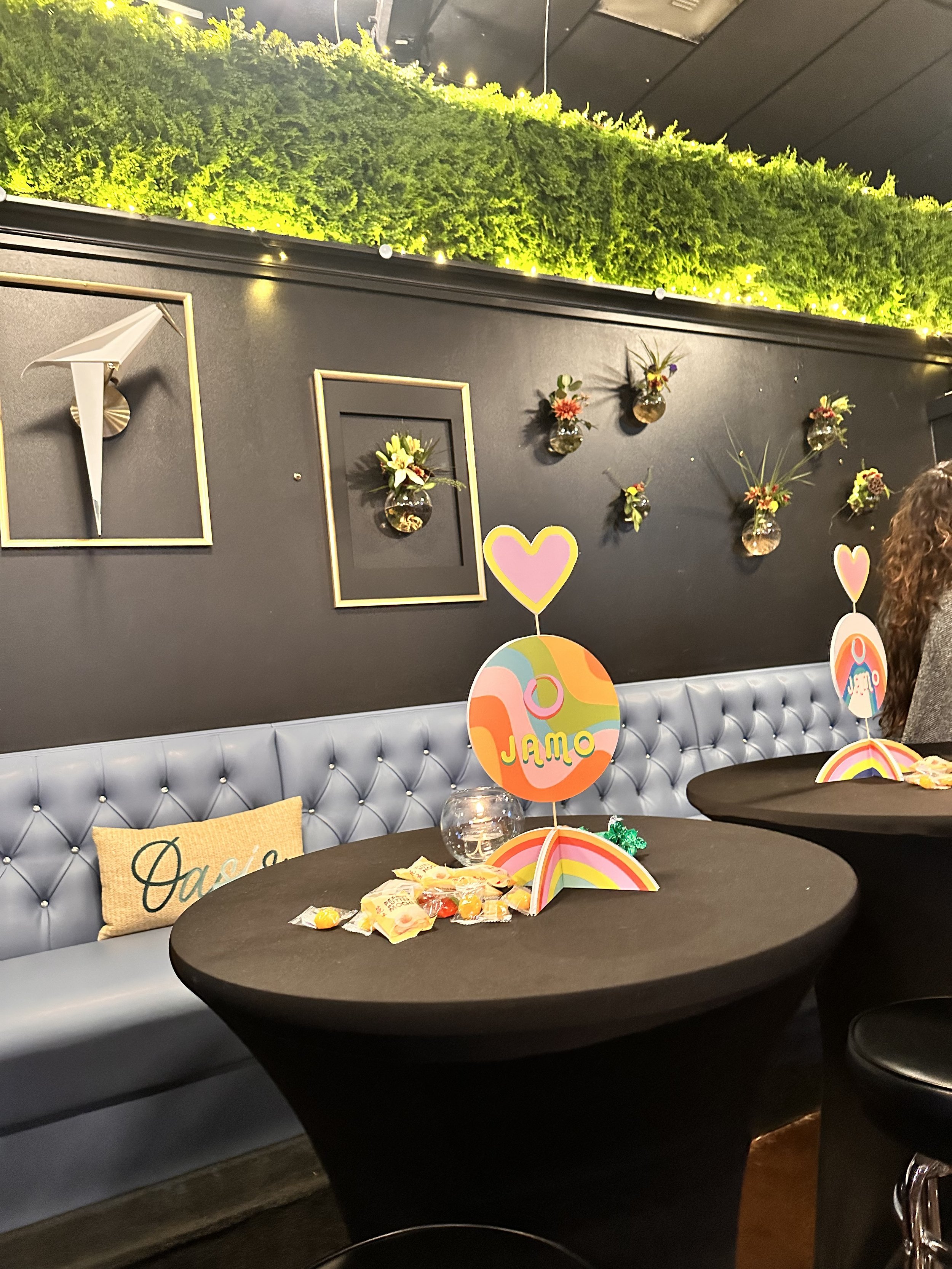 Banquette seating at a private event