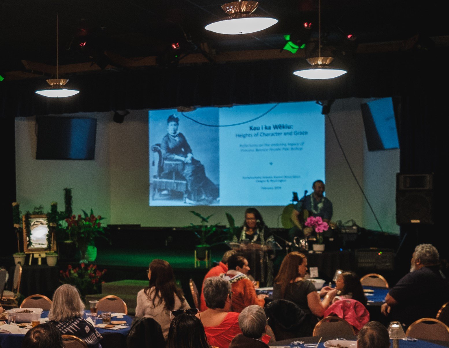 Stage with professional speakers and AV setup